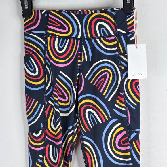 NWT Quince Girls Rainbow Leggings 12 Ultra-Form Active Pockets High Rise Dance - Picture 4 of 10